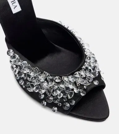 Aquazzura Bisous 85 embellished satin mules | Thumbnail 4