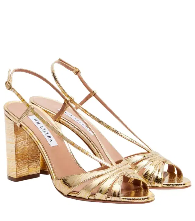 Aquazzura Aimée 85 metallic leather sandals