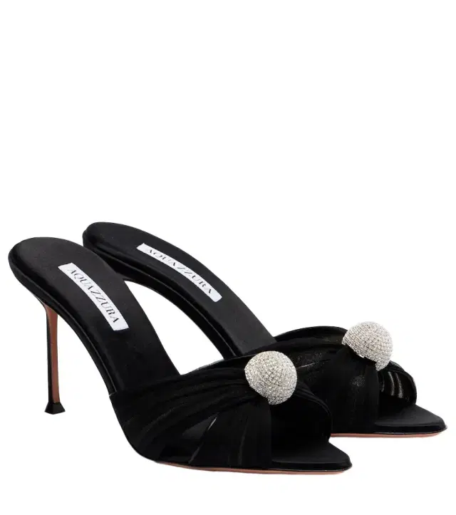Aquazzura Mystery 85 embellished leather-trimmed satin mules