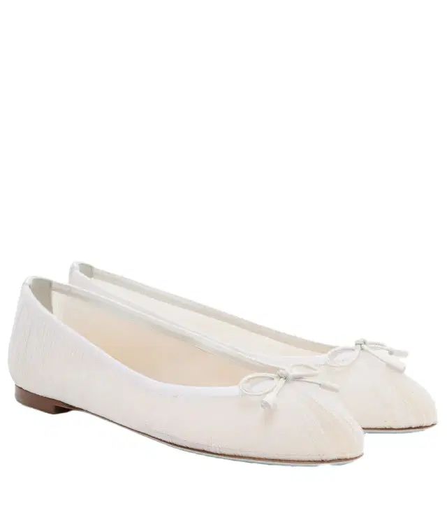 Aquazzura Voile leather-trimmed tulle ballet flats