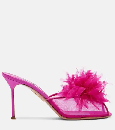 Aquazzura Poème floral-appliqué mesh mules | Thumbnail 2