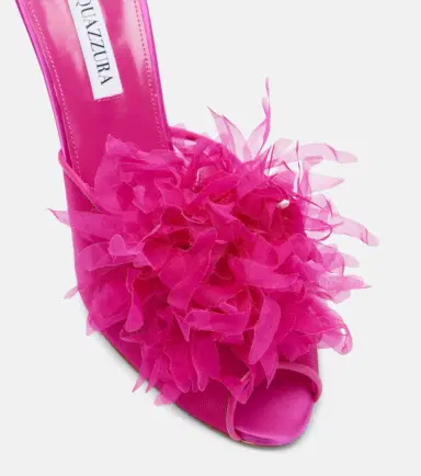 Aquazzura Poème floral-appliqué mesh mules | Thumbnail 3