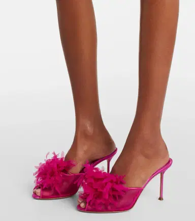 Aquazzura Poème floral-appliqué mesh mules | Thumbnail 6