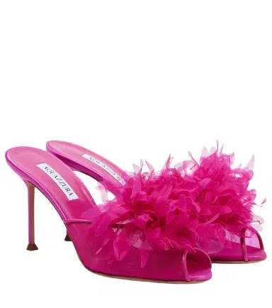 Aquazzura Poème floral-appliqué mesh mules | Thumbnail 1