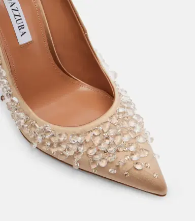 Aquazzura Constellation embellished satin pumps | Thumbnail 3