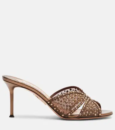 Aquazzura Crystal Lover embellished tulle mules | Thumbnail 2