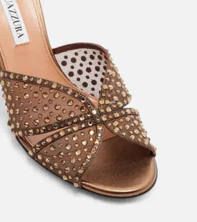 Aquazzura Crystal Lover embellished tulle mules | Thumbnail 3