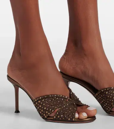 Aquazzura Crystal Lover embellished tulle mules | Thumbnail 6