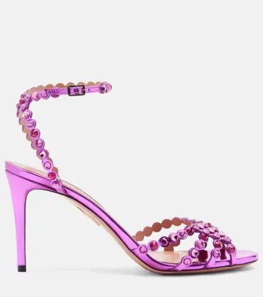 Aquazzura Tequila crystal-embellished metallic leather sandals | Thumbnail 2 Aquazzura Tequila crystal-embellished metallic leather sandals | Thumbnail 2