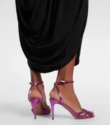 Aquazzura Tequila crystal-embellished metallic leather sandals | Thumbnail 6 Aquazzura Tequila crystal-embellished metallic leather sandals | Thumbnail 6