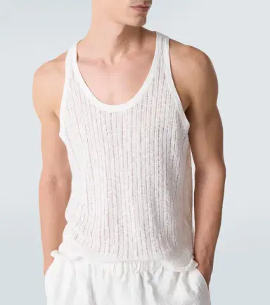 Commas Pointelle cotton and linen tank top | Thumbnail 2
