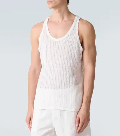 Commas Pointelle cotton and linen tank top | Thumbnail 5