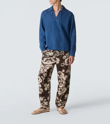 Commas Tie-neck denim shirt | Thumbnail 3