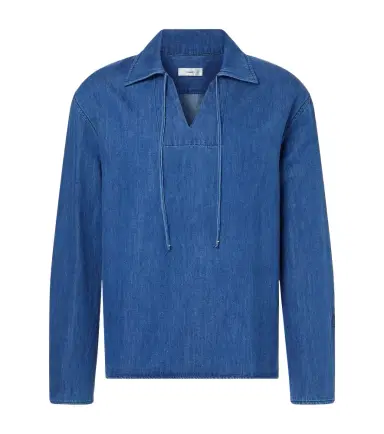Commas Tie-neck denim shirt | Thumbnail 1
