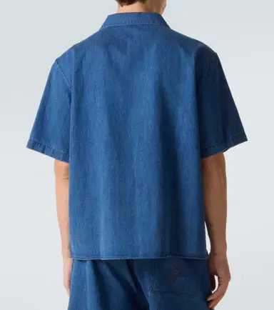 Commas Embroidered oversized cotton-blend denim bowling shirt | Thumbnail 2