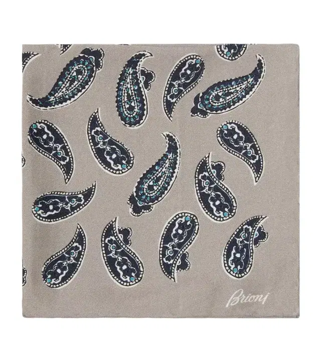Paisley silk twill pocket square