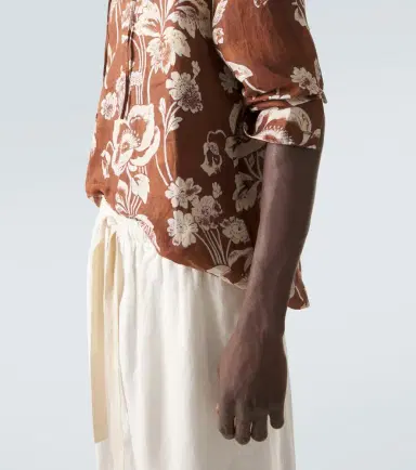 Commas Floral tie-neck linen shirt | Thumbnail 5