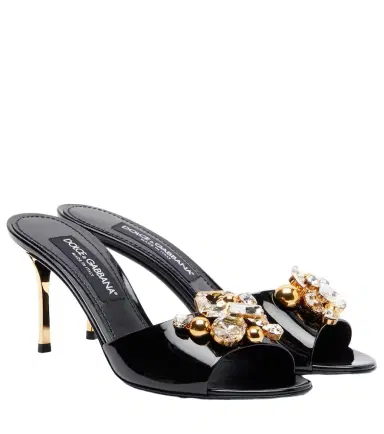 Dolce & Gabbana Embellished patent leather mules | Thumbnail 1