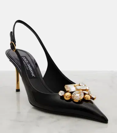 Dolce & Gabbana Embellished patent leather slingback pumps | Thumbnail 3 Dolce & Gabbana Embellished patent leather slingback pumps | Thumbnail 3