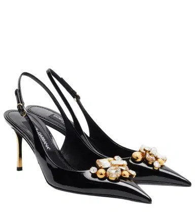 Dolce & Gabbana Embellished patent leather slingback pumps | Thumbnail 1 Dolce & Gabbana Embellished patent leather slingback pumps | Thumbnail 1