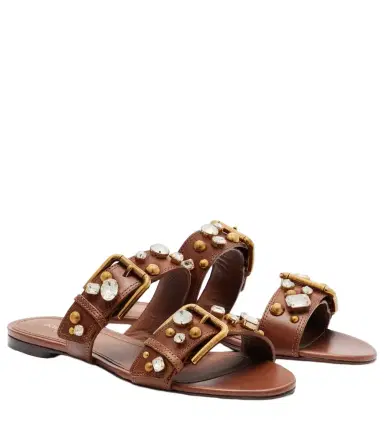 Dolce & Gabbana Embellished leather sandals | Thumbnail 1 Dolce & Gabbana Embellished leather sandals | Thumbnail 1