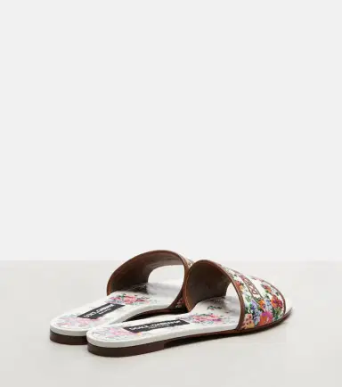 Dolce & Gabbana Floral leather-trimmed slides | Thumbnail 3