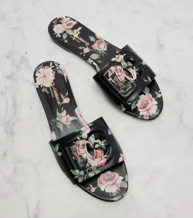 Dolce & Gabbana DG floral leather slides | Thumbnail 3