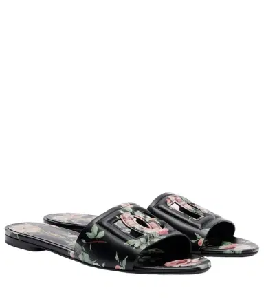 Dolce & Gabbana DG floral leather slides | Thumbnail 1