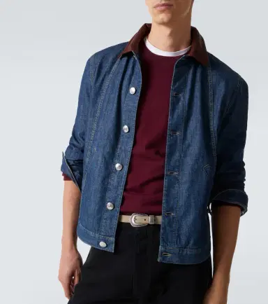 Brunello Cucinelli Leather-trimmed denim jacket | Thumbnail 7