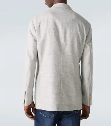 Brunello Cucinelli Checked double-breasted wool blazer | Thumbnail 8 Brunello Cucinelli Checked double-breasted wool blazer | Thumbnail 8