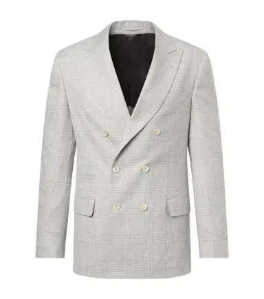 Brunello Cucinelli Checked double-breasted wool blazer | Thumbnail 1 Brunello Cucinelli Checked double-breasted wool blazer | Thumbnail 1