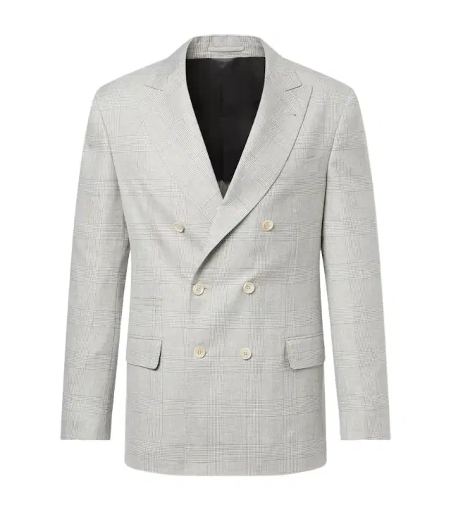 Checked double-breasted wool blazer