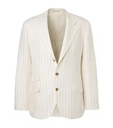Brunello Cucinelli Chalk stripe linen twill blazer | Thumbnail 1 Brunello Cucinelli Chalk stripe linen twill blazer | Thumbnail 1