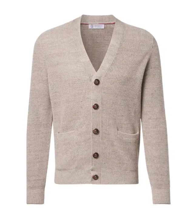 Brunello Cucinelli Ribbed-knit linen and cotton cardigan