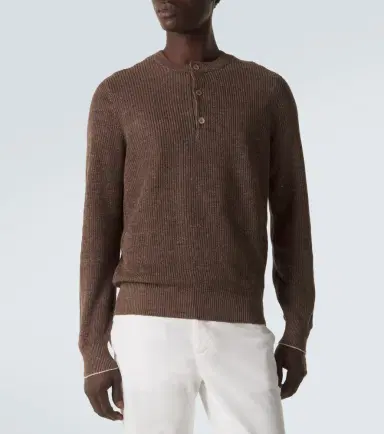 Brunello Cucinelli Ribbed-knit linen and cotton polo sweater | Thumbnail 3 Brunello Cucinelli Ribbed-knit linen and cotton polo sweater | Thumbnail 3