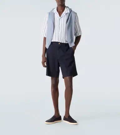 Brunello Cucinelli Striped linen bowling shirt | Thumbnail 4 Brunello Cucinelli Striped linen bowling shirt | Thumbnail 4