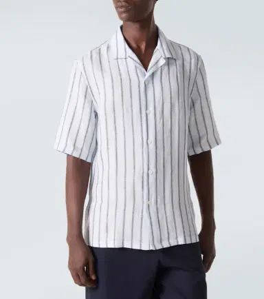 Brunello Cucinelli Striped linen bowling shirt | Thumbnail 5 Brunello Cucinelli Striped linen bowling shirt | Thumbnail 5