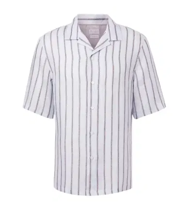 Brunello Cucinelli Striped linen bowling shirt | Thumbnail 1 Brunello Cucinelli Striped linen bowling shirt | Thumbnail 1