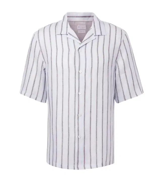 Striped linen bowling shirt