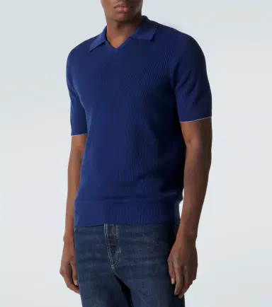 Brunello Cucinelli Ribbed-knit cotton polo shirt | Thumbnail 4