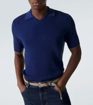 Brunello Cucinelli Ribbed-knit cotton polo shirt | Thumbnail 5