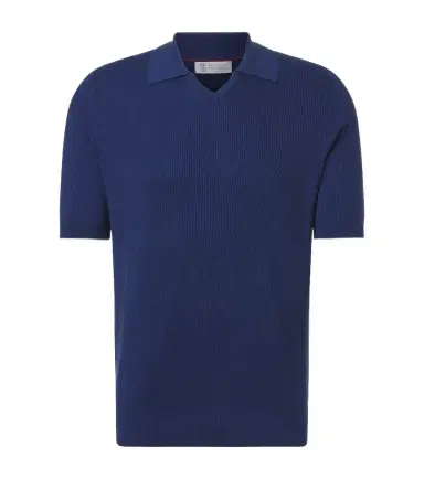 Brunello Cucinelli Ribbed-knit cotton polo shirt | Thumbnail 1