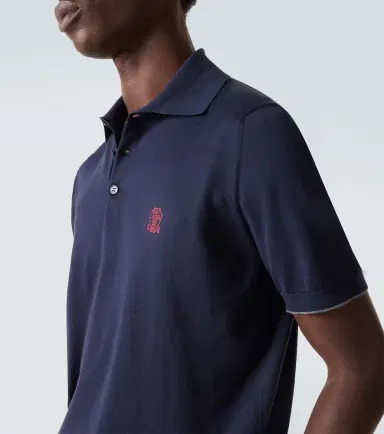 Brunello Cucinelli Embroidered cotton piqué polo shirt | Thumbnail 5