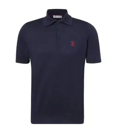 Brunello Cucinelli Embroidered cotton piqué polo shirt | Thumbnail 1