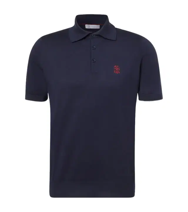 Brunello Cucinelli Embroidered cotton piqué polo shirt
