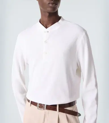 Brunello Cucinelli Cotton and silk Henley shirt | Thumbnail 4