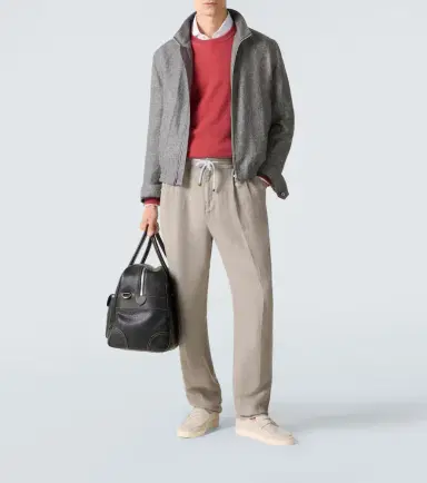 Brunello Cucinelli Pleated linen straight pants | Thumbnail 3
