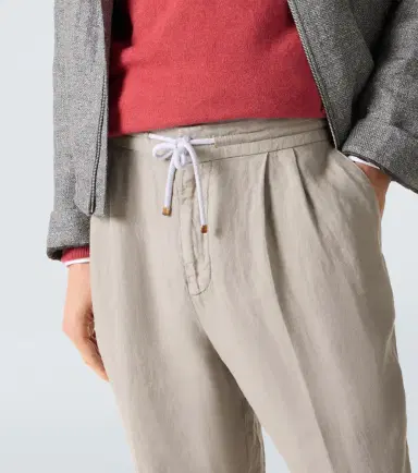 Brunello Cucinelli Pleated linen straight pants | Thumbnail 4