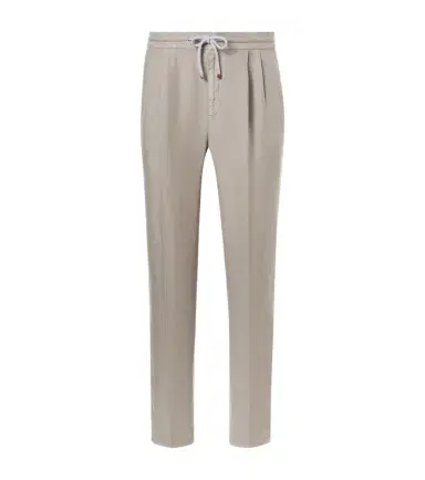 Brunello Cucinelli Pleated linen straight pants | Thumbnail 1