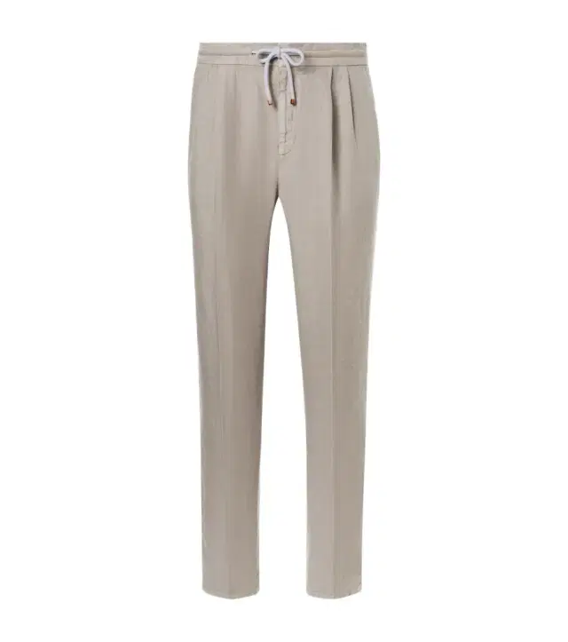 Pleated linen straight pants